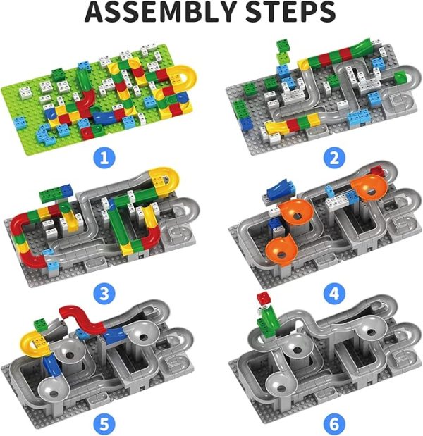 Marble Run Building Blocks, Classic Big Blocks STEM Toy Bricks Set Kids Race Track