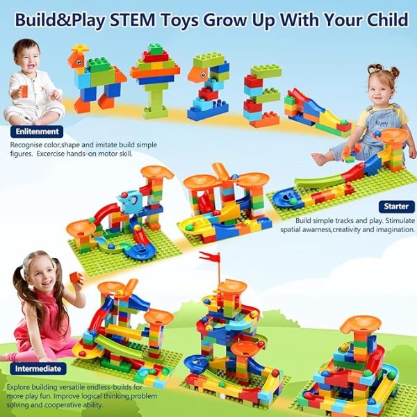 Marble Run Building Blocks, Compatible Classic Large Blocks Maze Track Sets, Big Blocks Educational STEM