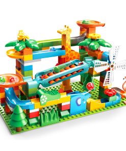 Marble Run for Kids, Classic Big Size Blocks Set, Crazy Marble Run Building Blocks with 4 Balls Race Track