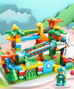 Marble Run for Kids, Classic Big Size Blocks Set, Crazy Marble Run Building Blocks with 4 Balls Race Track