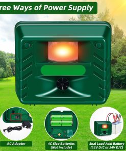 Outdoor Ultrasonic Animal Repeller with Motion Sensor, Adjustable Volume, Waterproof, Extension Cord, Powerful Repel