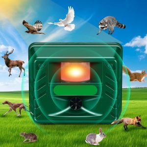 Outdoor Ultrasonic Animal Repeller with Motion Sensor, Adjustable Volume, Waterproof, Extension Cord, Powerful Repel