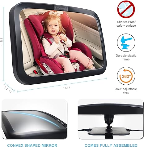 Rear Facing Car Seat Mirror Safety For Infant Newborn, Baby Mirror With Wide Rearview