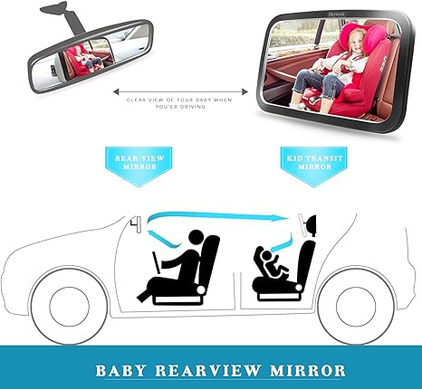 Rear Facing Car Seat Mirror Safety For Infant Newborn, Baby Mirror With Wide Rearview