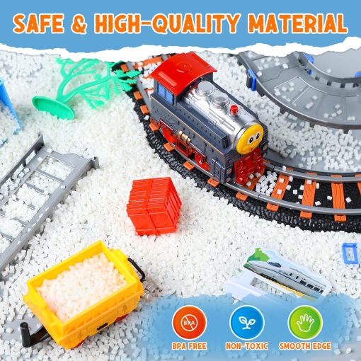 Toy Train Set for Toddlers, Train Track Set with Cars, Electric Train with Realistic Sound, Train Track Playset