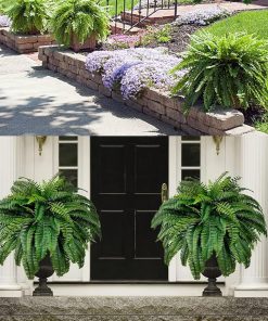 Uv Resistant Lifelike Artificial Boston Fern For Outdoors, 60 leaves 55cm