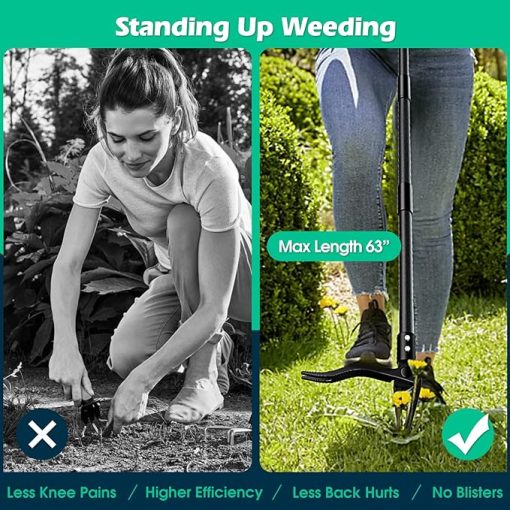 Weed Puller with Long Handle, Adjustable Stand Up Weed Puller Tool, High Hardness Weed Pulling Tool