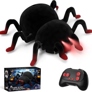 Vrg Prank Scare Remote Control Spider, Halloween Toys For Ages 3 4 5 6 7 8, Realistic Wall-Climbing Spider With Led Light, Rechargeable Toys For Boys Girls Halloween Spoof Gifts, Red