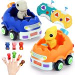 Taseyok 2 Pack Remote Control Car For Toddlers, Dinosaur Toys For Kids 2-6, Toddler Sensory Toys With Led Lights And Sound, Christmas Birthday Gifts For Boys And Girls 2 3 4 5 6 Year Old