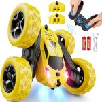 Qunreda Remote Control Car, Rc Car Toys For 6-12 Year Old Boys, Road Rc Stunt Car 4Wd 360° Rotating Remote Control Car For Kids, Boys Girls Gifts For Birthday, Christmas Yellow