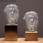 Metal Crystal Glass Lion Head Decoration