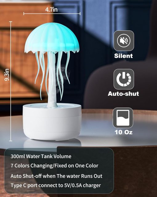 Jellyfish Dance Aromatherapy Essential Oil Diffuser, Ingenious Cute Small Humidifier with 7 Colors Night Light