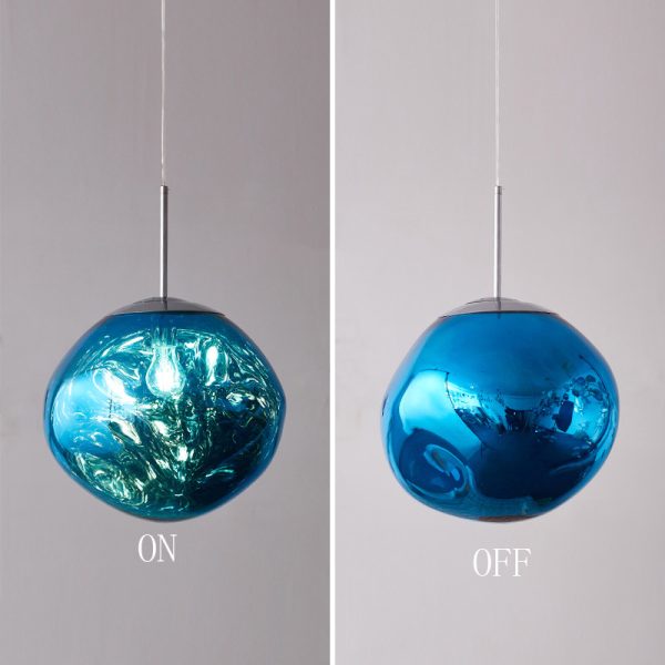 Lava Ball Drop Pendant Lighting, Silver Melting Glass Suspension Light, Modern LED Ceiling Hanging Light