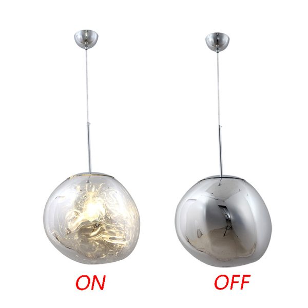 Lava Ball Drop Pendant Lighting, Silver Melting Glass Suspension Light, Modern LED Ceiling Hanging Light