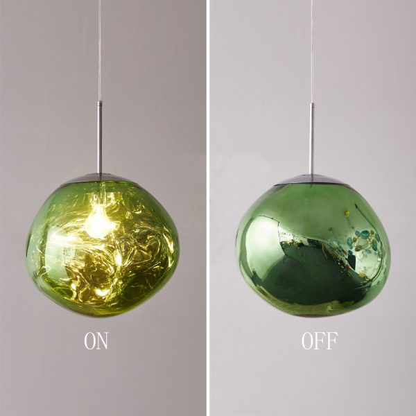 Lava Ball Drop Pendant Lighting, Silver Melting Glass Suspension Light, Modern LED Ceiling Hanging Light