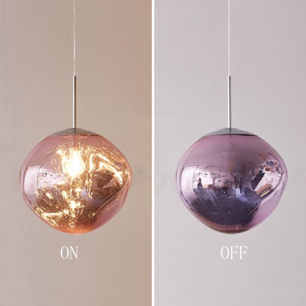 Lava Ball Drop Pendant Lighting, Silver Melting Glass Suspension Light, Modern LED Ceiling Hanging Light