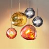 Lava Ball Drop Pendant Lighting, Silver Melting Glass Suspension Light, Modern LED Ceiling Hanging Light