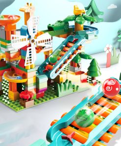 Marble Run for Kids, Classic Big Size Blocks Set, Crazy Marble Run Building Blocks with 4 Balls Race Track