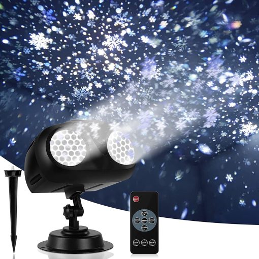 Snow Projector Lights, Christmas Rotating Dynamic Snowflake Owl Shaped Projection Lamp, IP65 Waterproof Outdoor HD LED Snow Spotlight