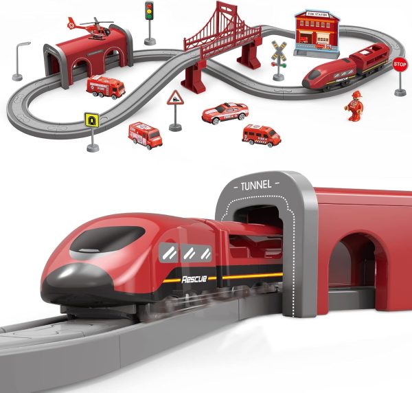 Train Sets for Boys & Girls, Battery Operated Train Set with Tracks Magnetic Connection, Train Set for Toddler